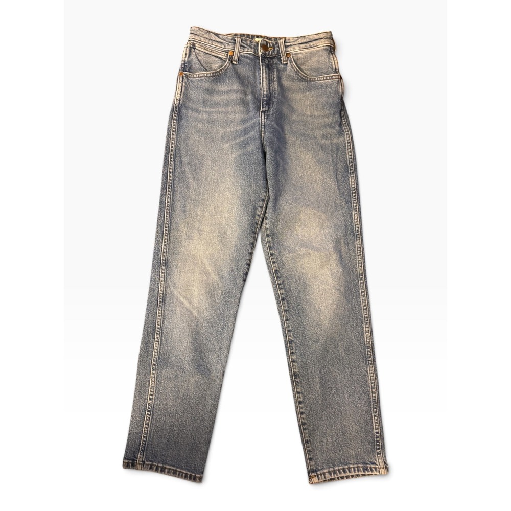Wrangler Mom Jeans High Rise Straight Leg Medium Wash Denim W27 L28 W246WB319
